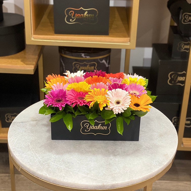 20 gerberas en caja mini yaakun gerbera