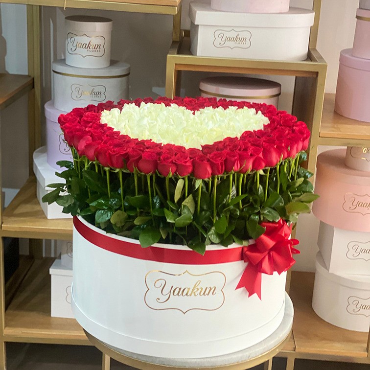 300 rosas en caja redonda altas maxi blanca, bello amor blanco