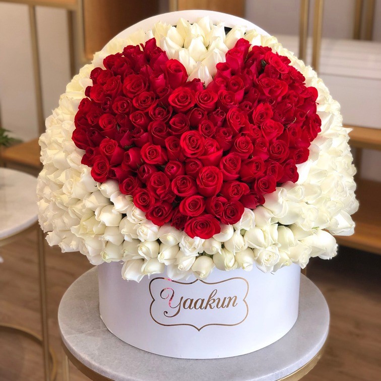 350 rosas en caja redonda mi corazón rojo
