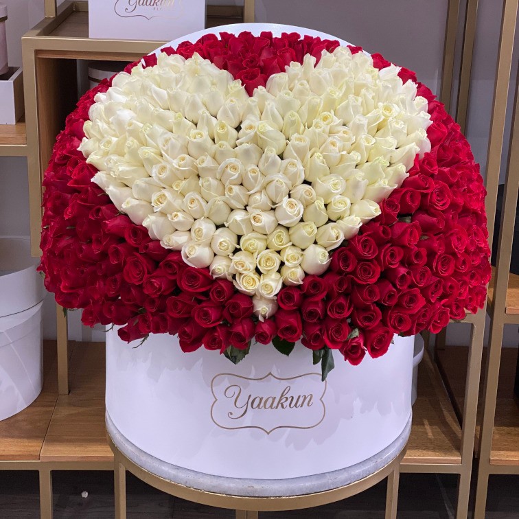500 rosas en caja redonda maxi esfera mi corazón blanco