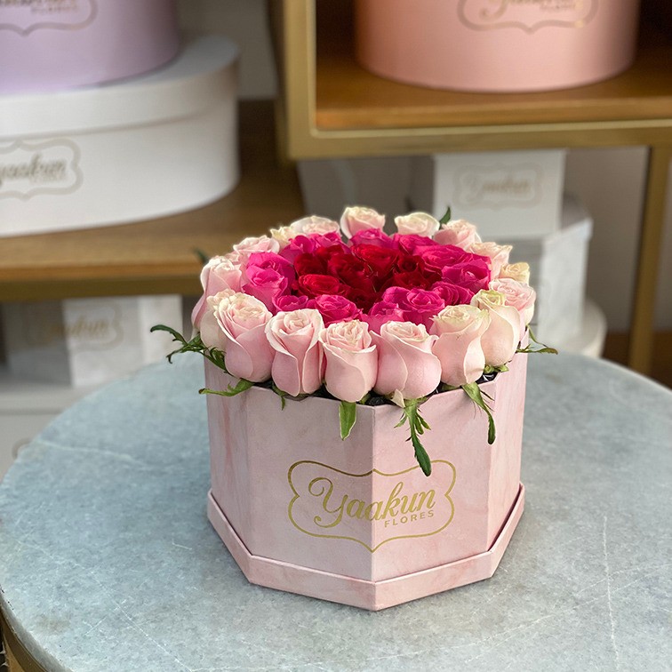 Caja octagonal rosita degrade al raz