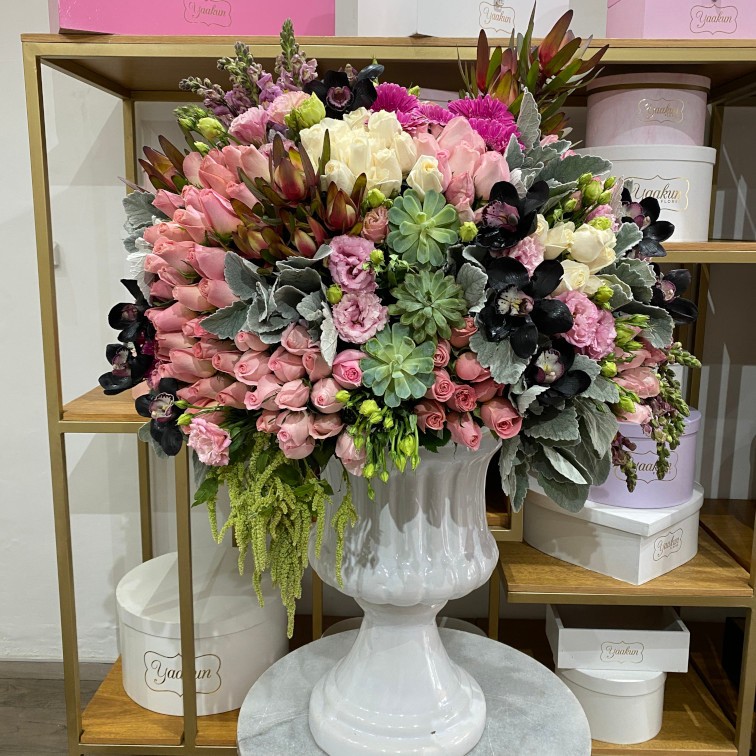 Copa con flores finas