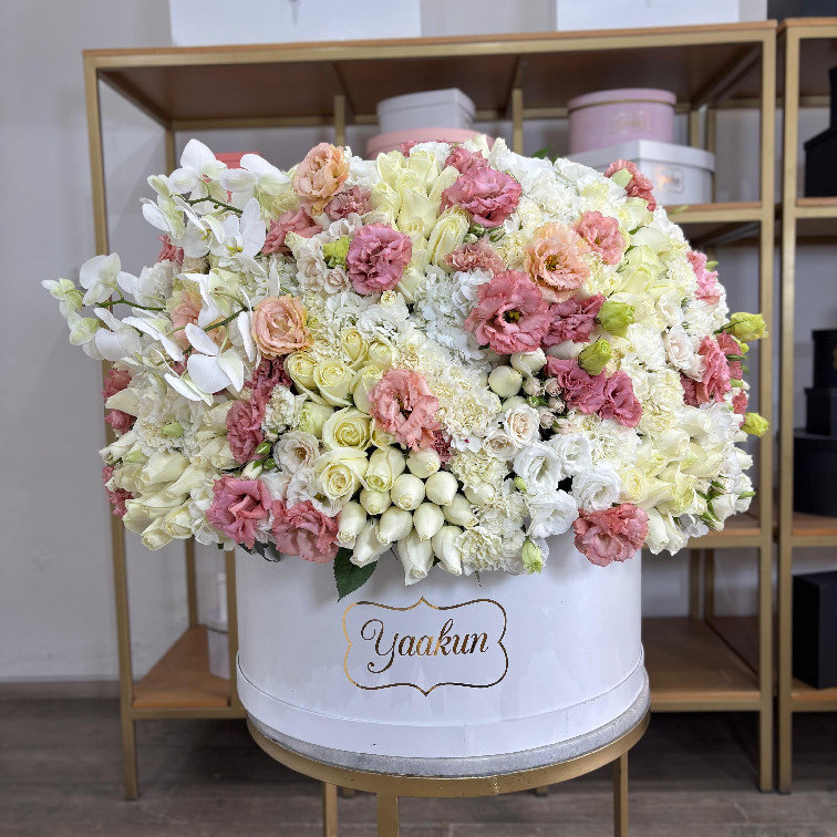 Maxi caja circular blanca sweet con phalenosis